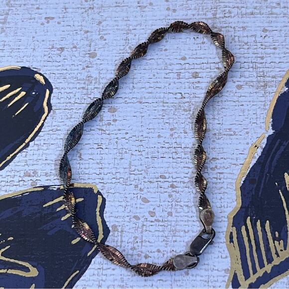 Vintage 925 Sterling Silver stamped ITALY Twisted Metal Bracelet Unisex C2 - Picture 3 of 6